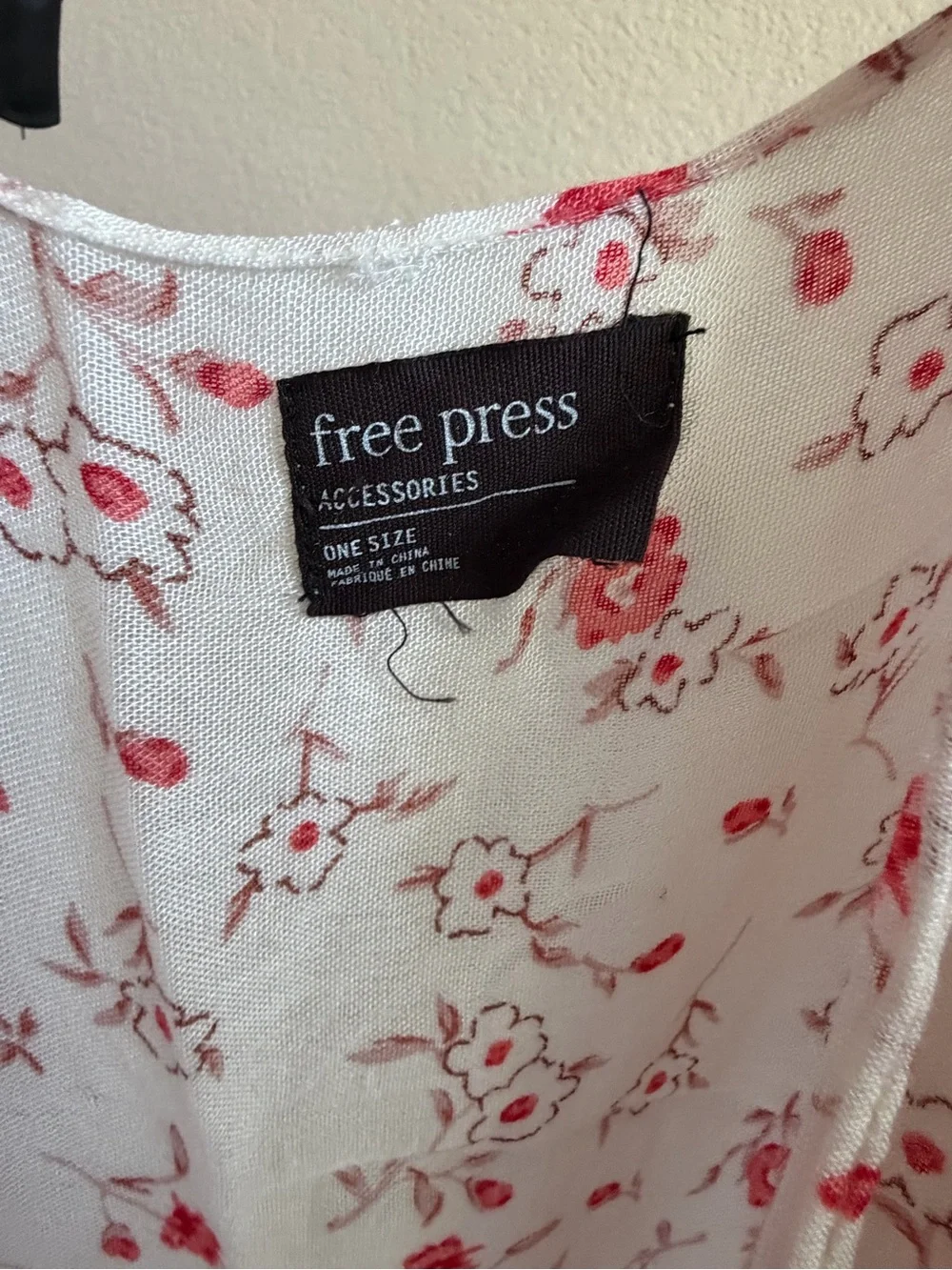 free press Cream Floral Open Kimono with Red Accents